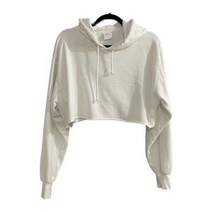 Aritzia Tna Airy AF Fleece Cropped Hoodie - White - Size Small